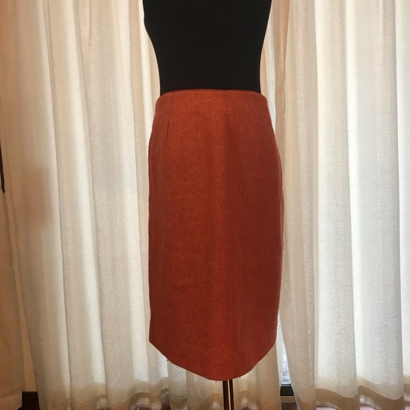 Vintage 90s Ann Taylor Wool Skirt Coral 6 Petite - Picture 3 of 9